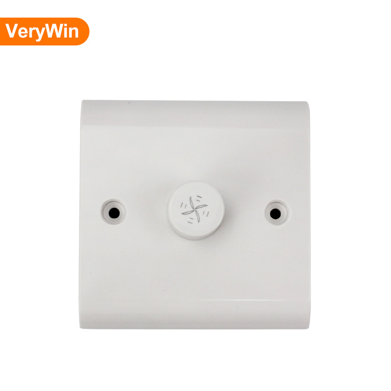 供应86型白色墙壁开关 家用风扇调节速度调节旋转调速开关面板