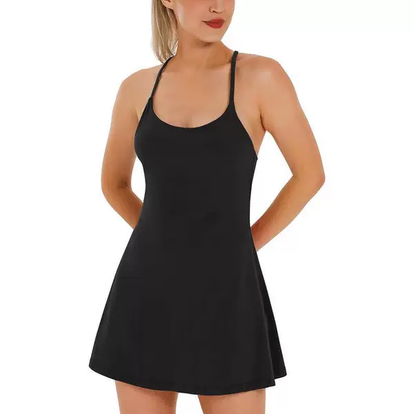 Q 37149 Backs A-Line Yoga Tennis Dress Backless Strap Dress