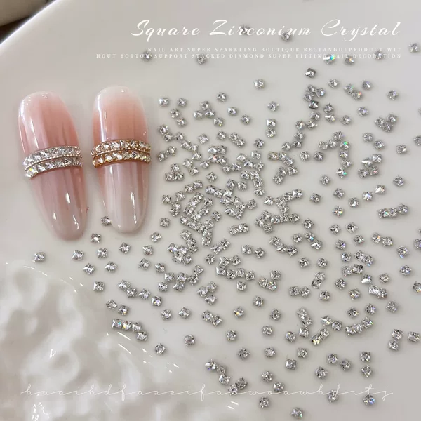Sparkling Square Zircon Nail Art Flat Bottom Rhinestones New Mini Translucent White Champagne Sugar DIY Wearable Nail Decorations