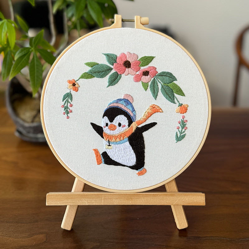 Pequeño pingüino lindo cuelga pintura bordado a mano Lu DIY material paquete de bordado cruzado simple pintura de niños pingüino gordo