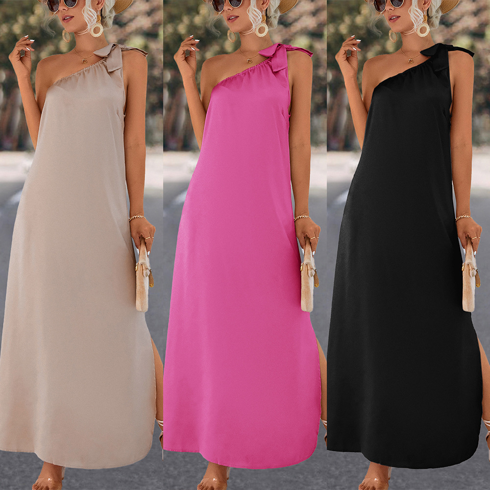 Cross-shoulder tie dress image 1