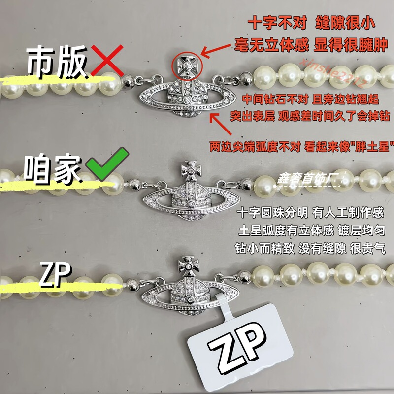 Empress Dowager Saturn Pearl Necklace Female Vivian Classic Full Diamond Pendant Explosions Clavicle Chain Factory Direct Batch