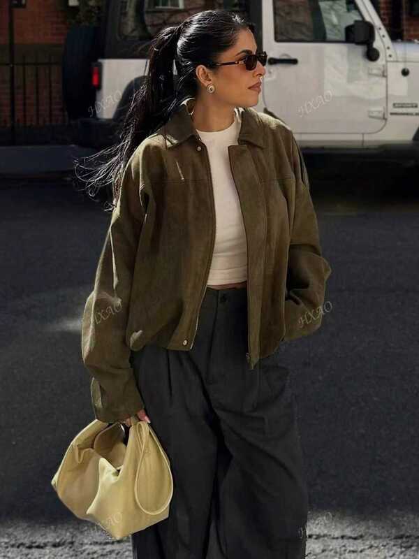 现货速卖通跨境批发欧美女装2025时尚飞行员夹克蝙蝠袖拉链上衣|undefined