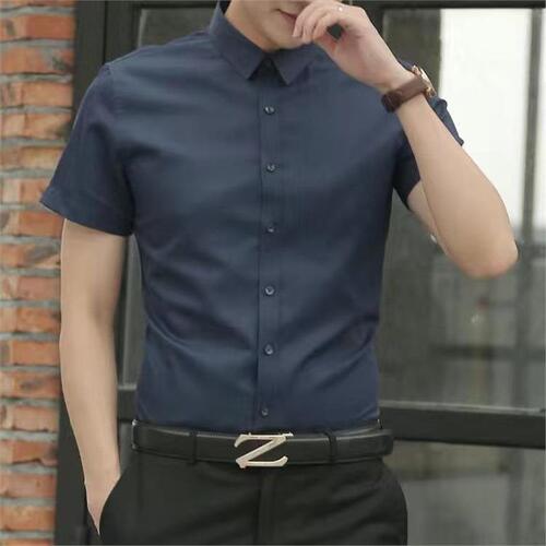 Summer Pure White Short Sleeve Shirt for Men, Slim Fit Business Casual Top, Summer Iron-Free Collar Shirt Jacket