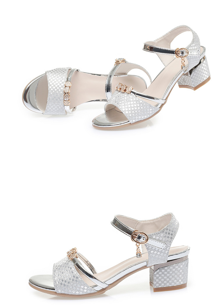 Sandal nữ hở mũi da thật gót thấp đế mềm — màu vàng chi tiết 14