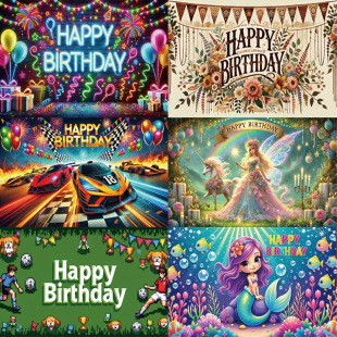 Amazon Cross-border New Birthday Background Cloth Banner Happy Birthday Party Hanging Cloth Flag Party Decoration Curtain