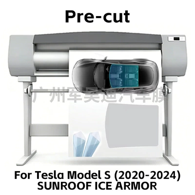 Suitable for 20-24 Model S Cross-Border Exclusive Tpu Sunroof Ice Armor Black Crystal Ice Armor Heat Insulation Film Pre-Cut (Car paint protective film) - 2020-2024-tesla-models-tpu-blue-crystal-ice-armor-tpu-skylight-ice-armor-film