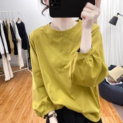 3156【綿26本】2024秋の灯籠袖長袖tシャツゆるい上着レトロなフリルシャツ