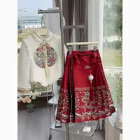 Юбка Ma Men, наряд для девочек, благоприятный Hanfu с драконом и фениксом, новинка 2023 года, зимний китайский стиль, осенне-зимний детский новогодний наряд.