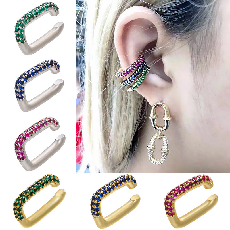Geometric Fashion Copper Artificial Gemstones Plating Earrings display picture 1