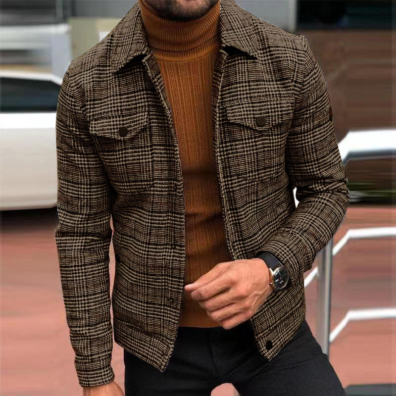 Fashion Houndstooth Plaid Men Jacket Casual Slim Fit Suit Jacket Coat Business Streetwear Costume Homme Men's Blazer_voghion.com