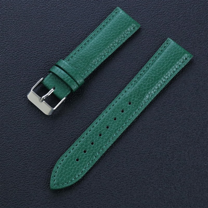 Correa de reloj de cuero genuino con hebilla de textura de lichi, suave, impermeable, duradera, colorida, 10~22 mm, venta al por mayor en stock