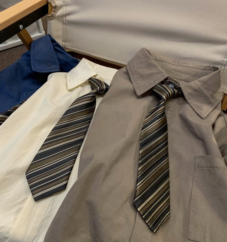 Brown Japanese shirt, uniform, with short sleeve, oversize