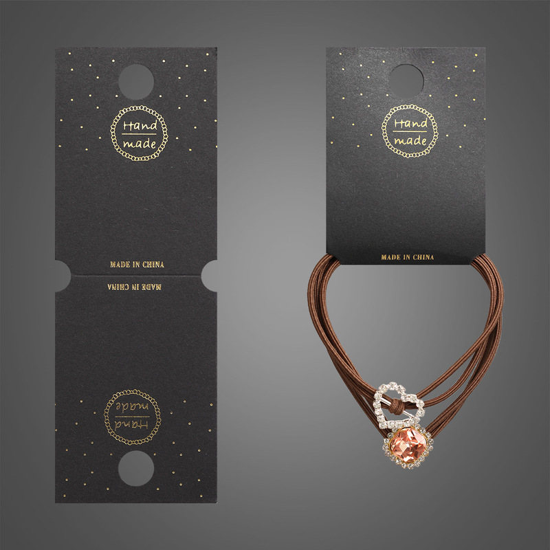 New 5*14cm black bronzing English hair rope cardboard can be hung folding tag boutique jewelry card wholesale