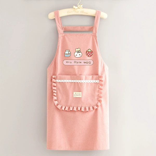 Strap corduroy lace pocket strawberry bunny pink
