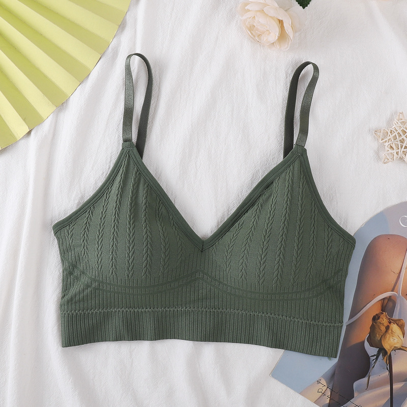 Nuevo estilo transfronterizo, pecho envuelto, hermosa ropa interior de espalda para mujer, sin anillo de acero, copa fija de alta elasticidad, chaleco deportivo, cómodo sujetador de tirantes