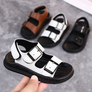 Boys Sandals Summer Children's Beach Shoes 1-15 Years Old Fashion Sports Non-slip Wear-resistant Big Children's Leather Sandals