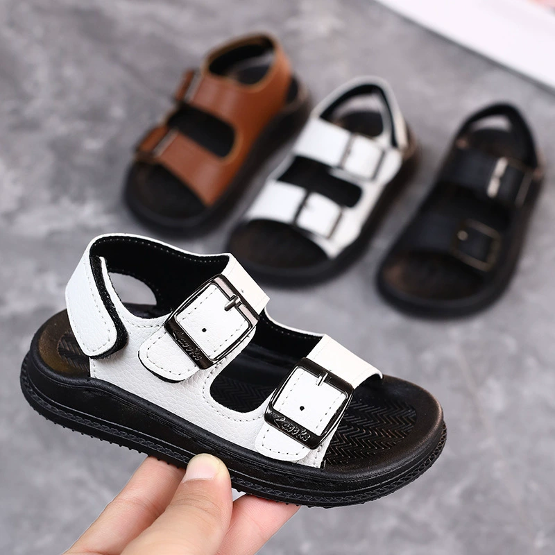 Сандалии для мальчиков Летние детские пляжные туфли 1-15 лет модные спортивные противоскользящие и износостойкие детские кожаные сандалии