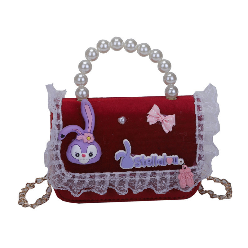 Nuevos bolsos infantiles coreanos bolsos de princesa bolsos de cadena bolsos de perlas bolsos de arco bolsos casuales para niñas