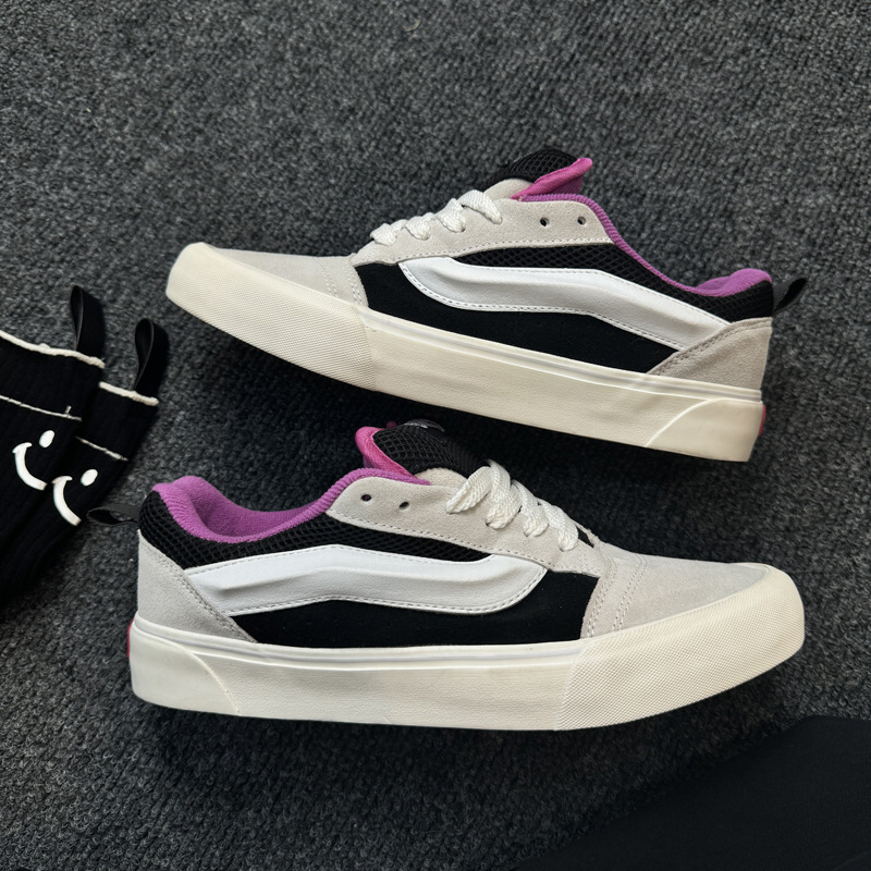 【Factory Store】High-End Men's and Women's Thick-Soled Tongue-Less Sneakers, White and Black Mesh Patchwork Sneakers for Men