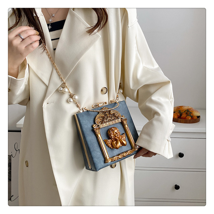 Retro Baroque Angel Flower Chain Shoulder Bag For Women_voghion.com