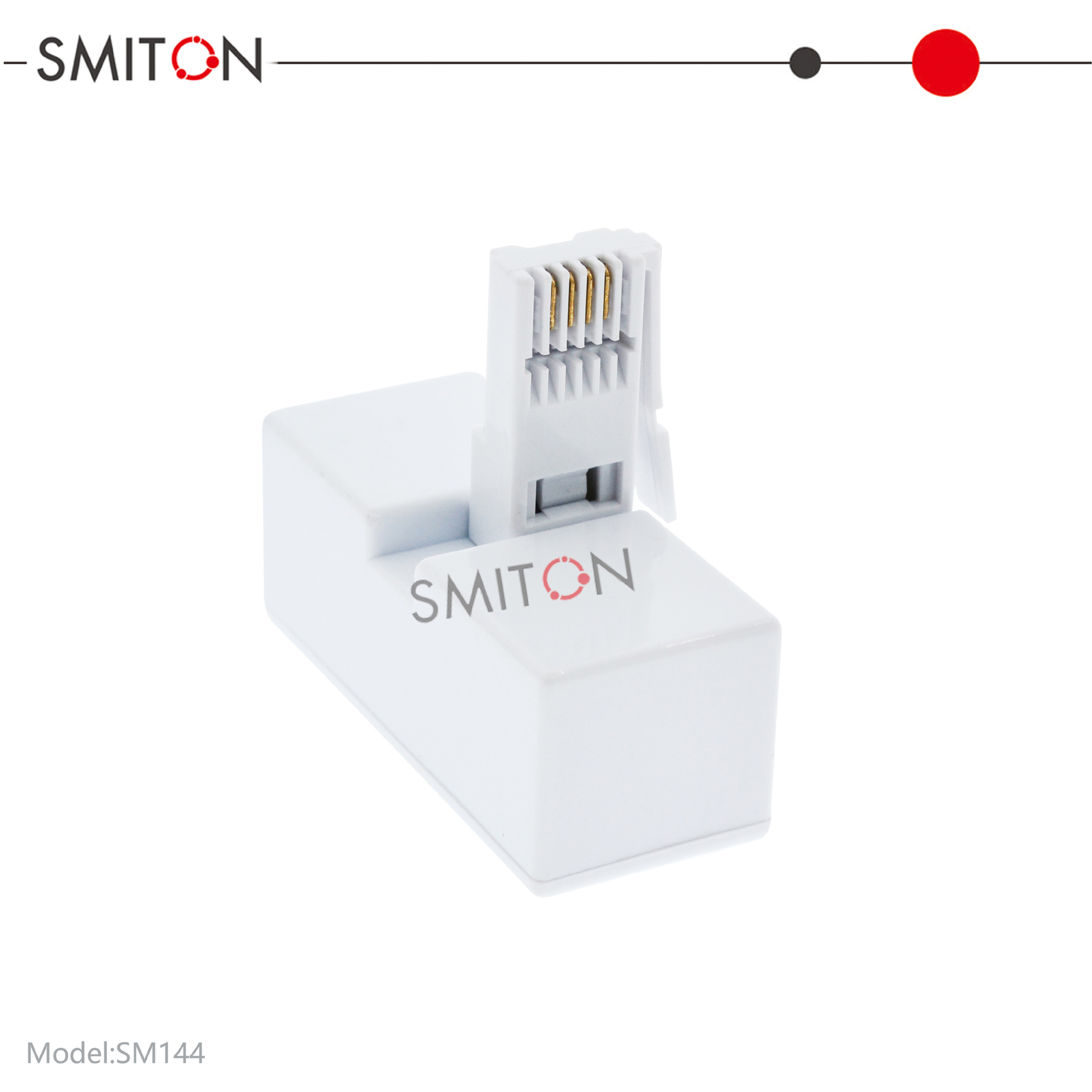 RJ11转接头英公转双英母白色转换头