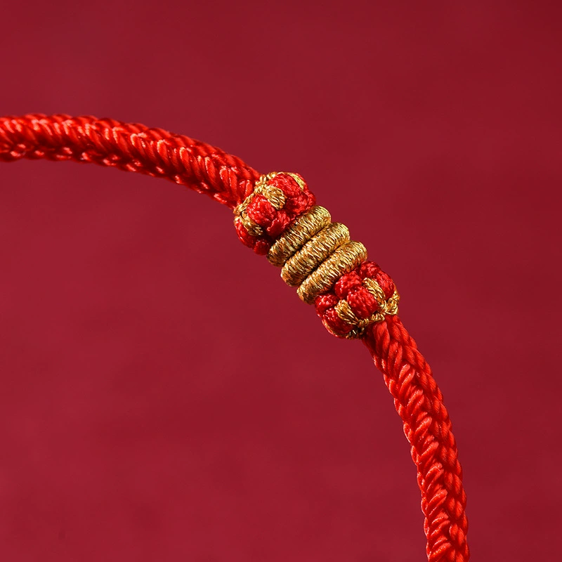 Birthday charm, red rope bracelet handmade, woven flashlight
