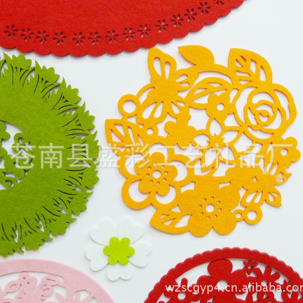厂家制作 彩色毛毡布杯垫 隔热垫 花朵样式丰富