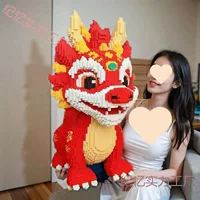 Конструктор Lego трёхмерный мелкозернистый, 3 000 деталей, модель цилинь-дынастии с молотком
