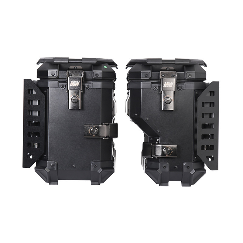 38L Right-Side Multifunctional Armored Black Aluminum Alloy Three-Box Motorcycle Tail Box Side Box Motorcycle Camping Style Trunk