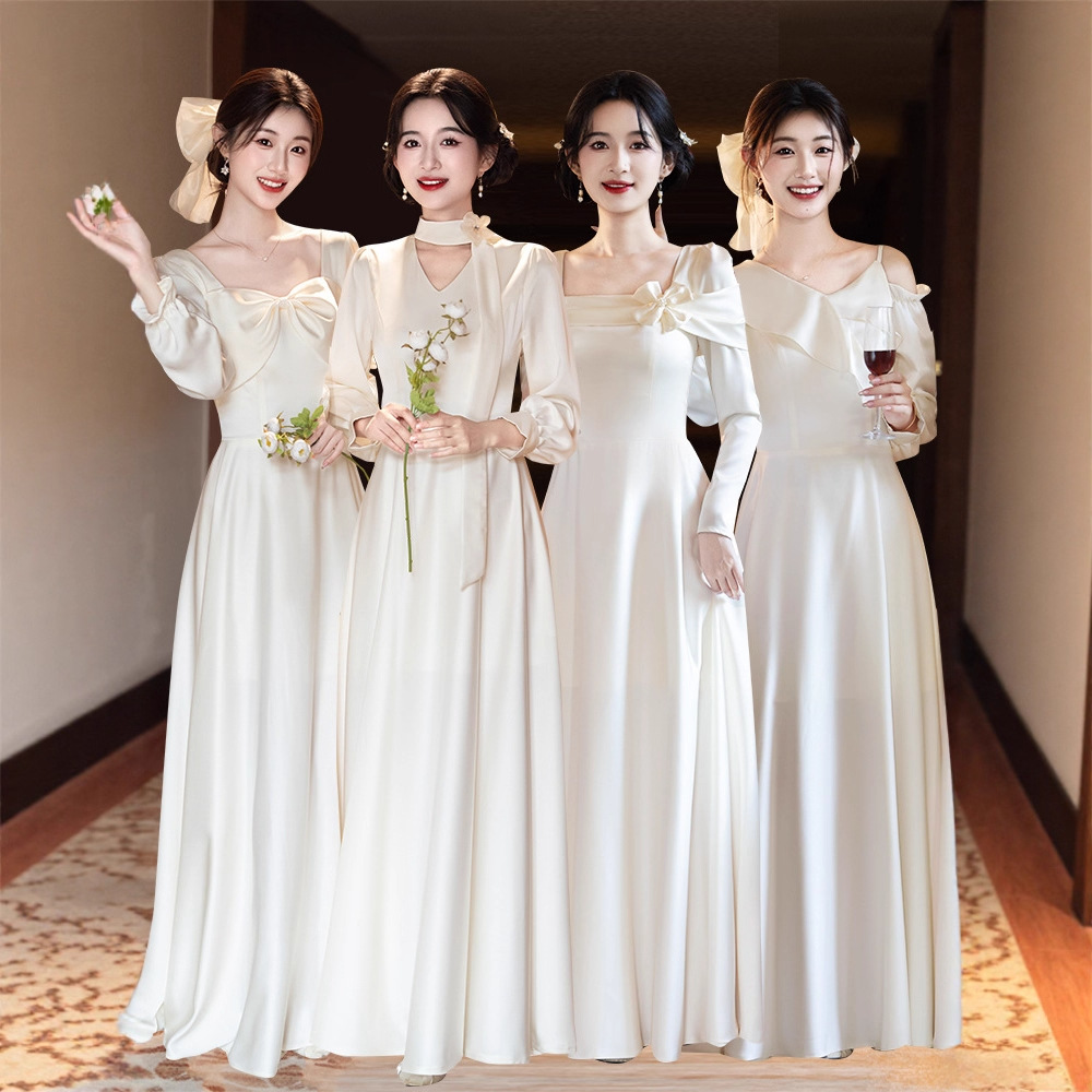 Bridesmaid Dress 2026 New Spring Long-Sleeved Satin Can Be Worn Casually Wedding Sister Group High-End Niche