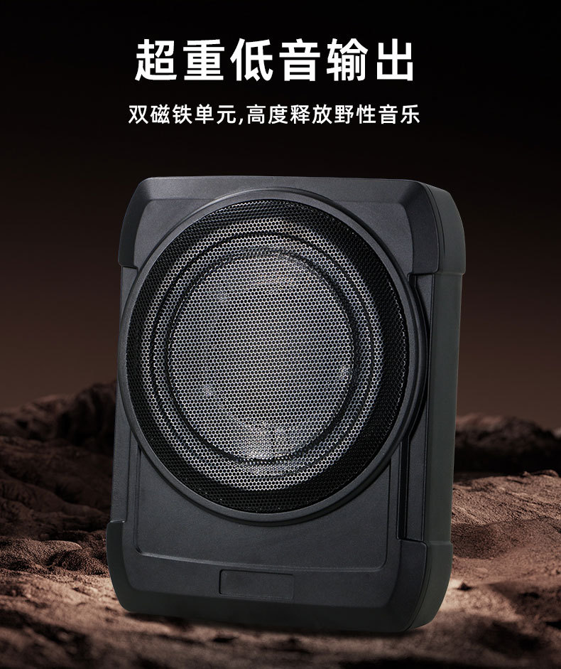 8inch Car Subwoofer Ultra-Thin Active Speaker under Seat 12V/24V High-Power Audio Heavy Bass