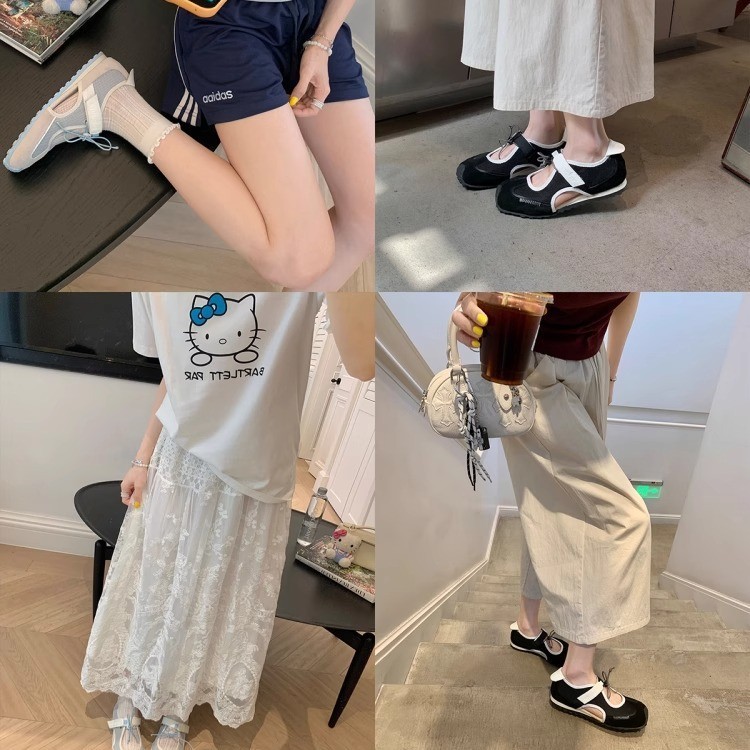 Grape Mom Studiolee 醜いかわいいベルクロコントラスト巾着ソフトソールスポーツカジュアルメリージェーンシューズ女性用春夏|undefined