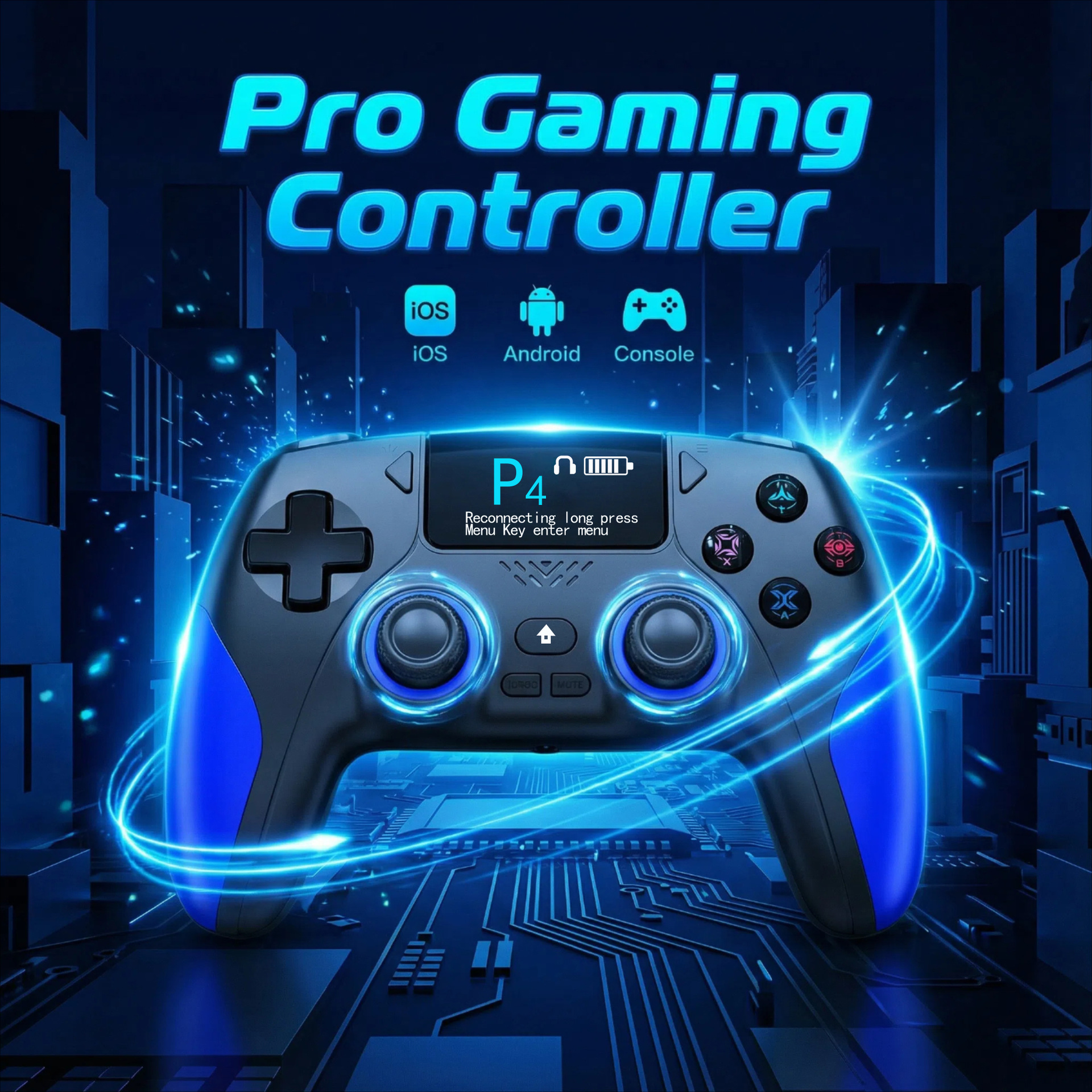 Game Controller with Screen P4 Android Ios Computer Switch Wireless Controller with Screen Visible on the Screen Multi-Function Controller