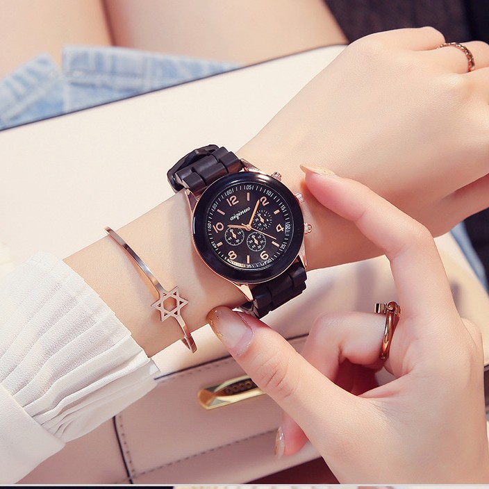 Reloj con diseño de estrella para estudiantes, estilo coreano, sencillo, tipo gelatina, fresco y estilo universitario, reloj de cuarzo con esfera grande.