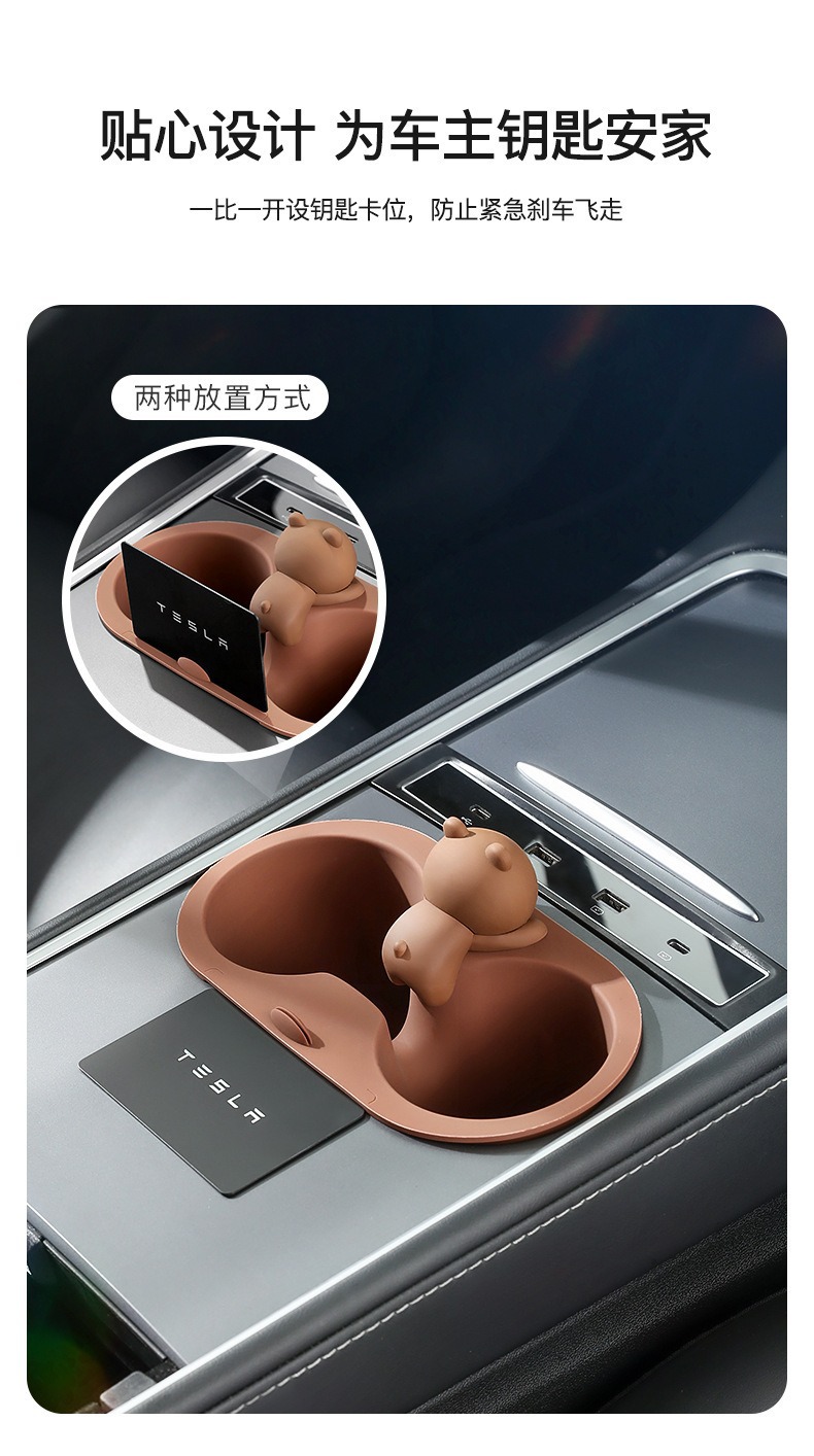 Car Water Cup Holder Suitable for Tesla Model 3/Y Accessories, Car Center Console Water Cup Mat Fixed Limiter