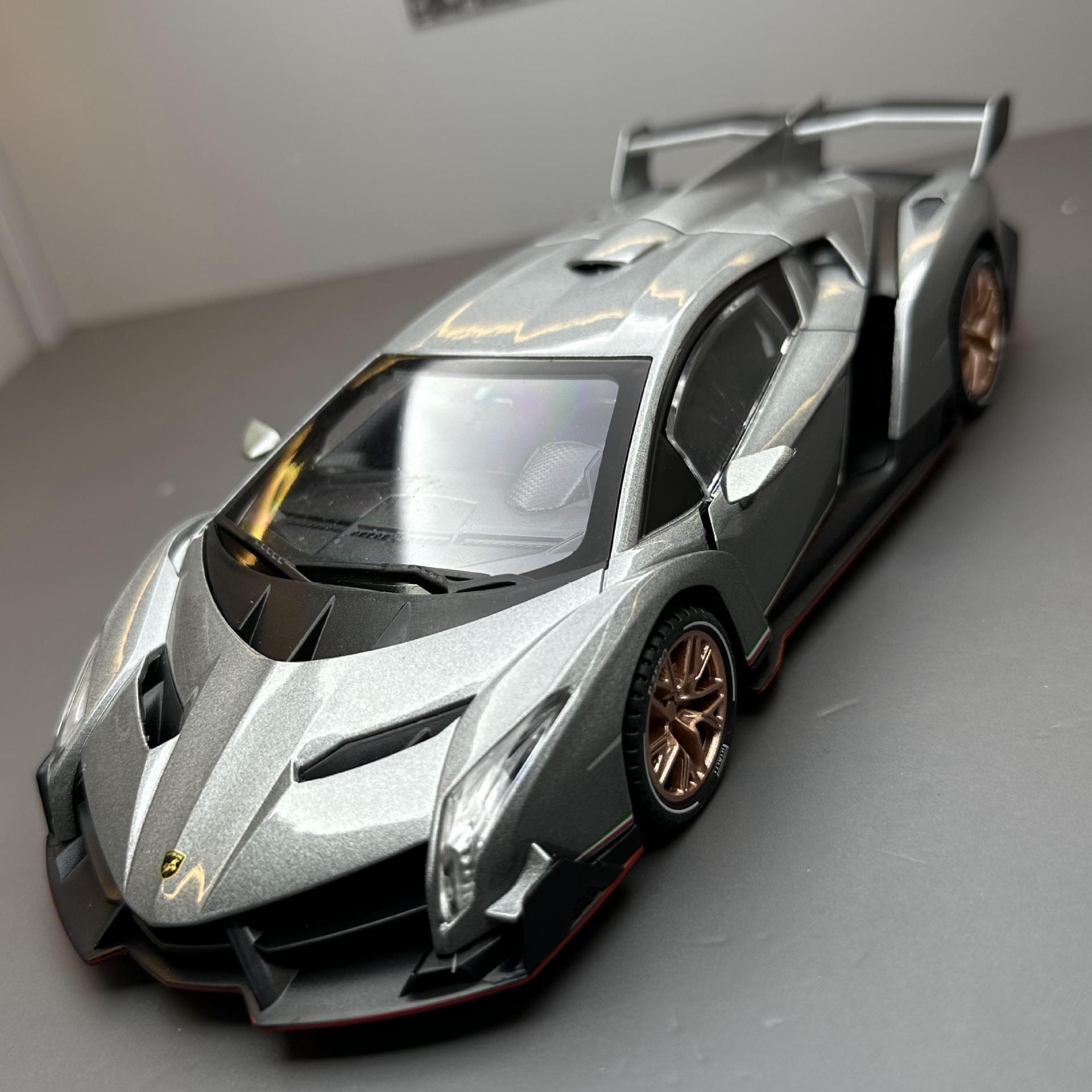 Jiaye aleación modelo de coche 1:22 LANBO veneno coche deportivo con luz Tire hacia atrás coche de juguete de los hombres modelo de música adornos