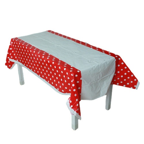 Birthday party tablecloth Family hotel camping barbecue tablecloth disposable plastic polka dot tablecloth