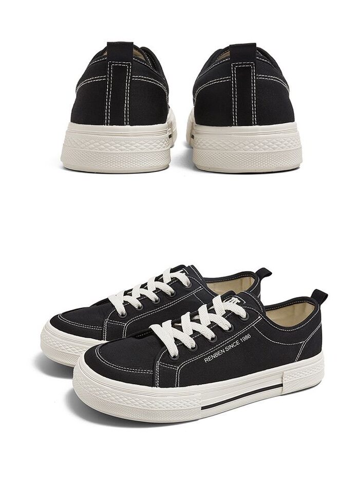 Giày vải nam cổ thấp dáng sneaker năng động, đế cao 1–3 cm — 2408 Giày Vải Nam - Màu Đen Cà Phê [Đóng Hộp], 2408 Giày Vải Nam - Đen Trắng [Đóng Hộp] chi tiết 6