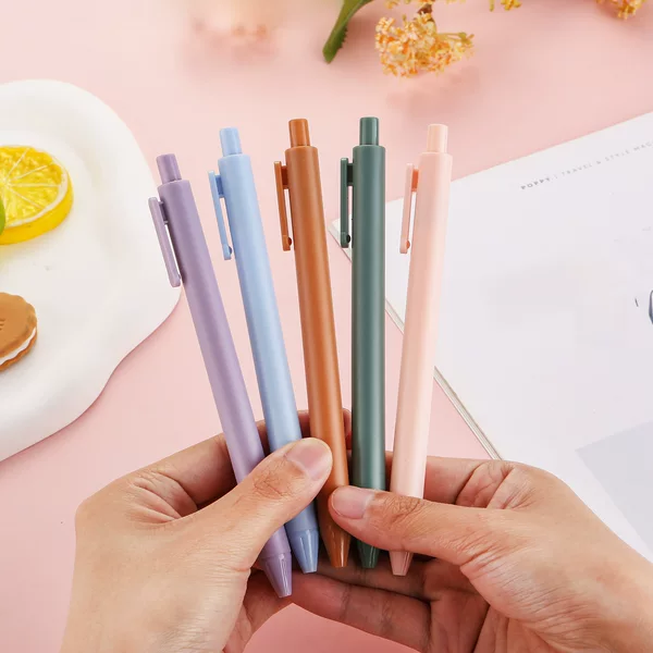 Morandi macaron push gel pen learning stationery office signature pen creative solid color student press pen