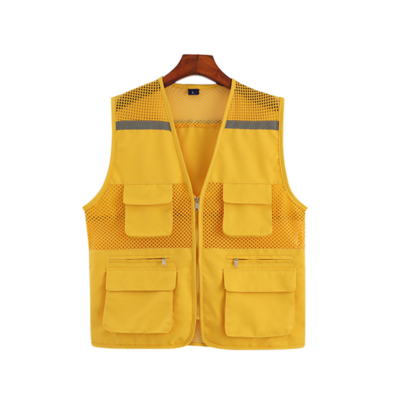 Ropa infantil de adultos reflectiva multibolsillo chaleco impresión ropa de trabajo pequeño reportero voluntario chaleco de niños personalizado