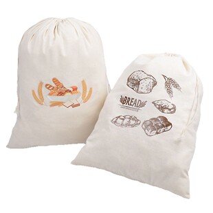 Cross-border 2025 New Cotton Linen Bread Bag Storage Bag Drawstring Bag Baguette Packaging Cotton Bundle Pocket