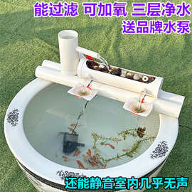 友徽鱼缸过滤器小型三合一净水循环系统瀑布家用圆形瓷缸养鱼池免