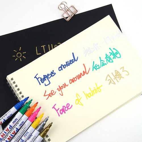 Colorful small paint pen waterproof non-fading oily marker pen rust pen graffiti painting tire glass touch-up pen