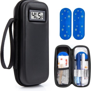 Insulin Cooler Box with Temperature Display - Refrigerated Medicine Travel Case with 2 Tsa