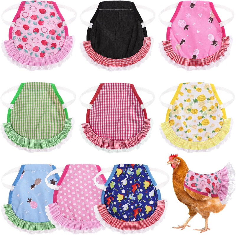 Tideme 9-piece hen saddle set, waterproof chicken apron with elastic band, chicken feather protective jacket, poultry Tideme 9-piece hen saddle set, waterproof chicken apron with elastic band, chicken feather protective jacket, poultry