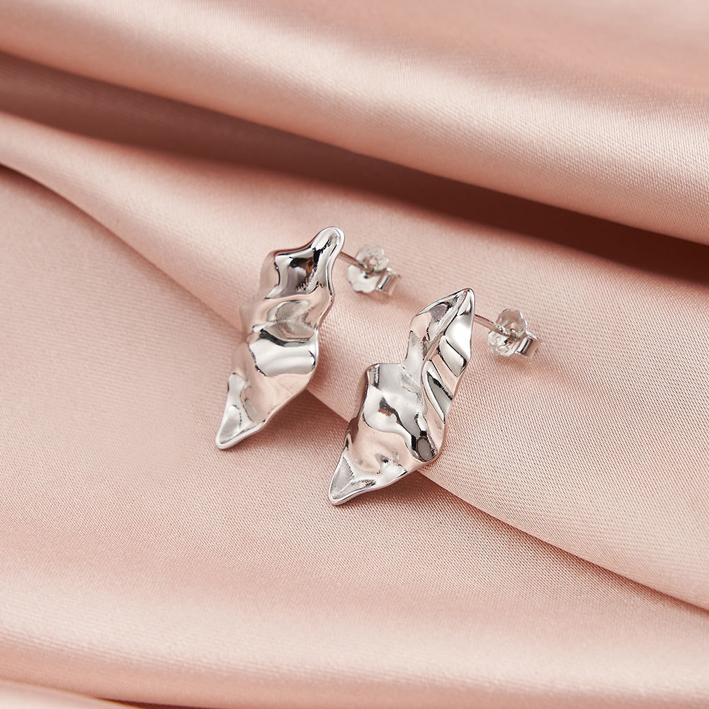 925 Sterling Silver Ear Needle Material 14K Gold Plated Plating Material Stone-Free Inlay Material Ear Studs Classification 1 Pair 14K Gold Plated 925 Sterling Silver 925 Sterling Silver Earrings Irregular Solid Color Ear Studs