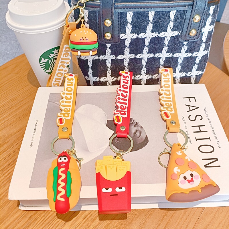 国境を越えたハンバーガーフライドポテトのキーホルダークリエイティブな個性的な人形カップルのかばんストラップのキーホルダープレゼント|undefined