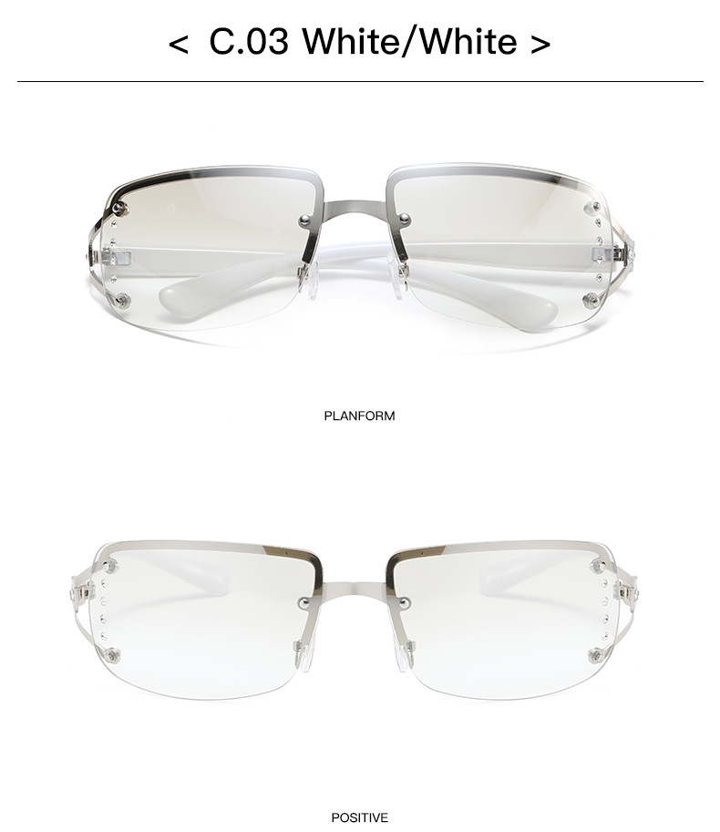 Solid Color Pattern Women's Gender Streetwear Style Streetwear Solid Color Ac UV400 Protection Square Frameless Women's Sunglasses