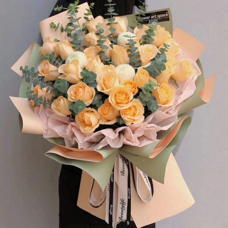 扎花花束包装纸鲜花DIY材料加厚双色欧雅花艺向日葵包花纸批发